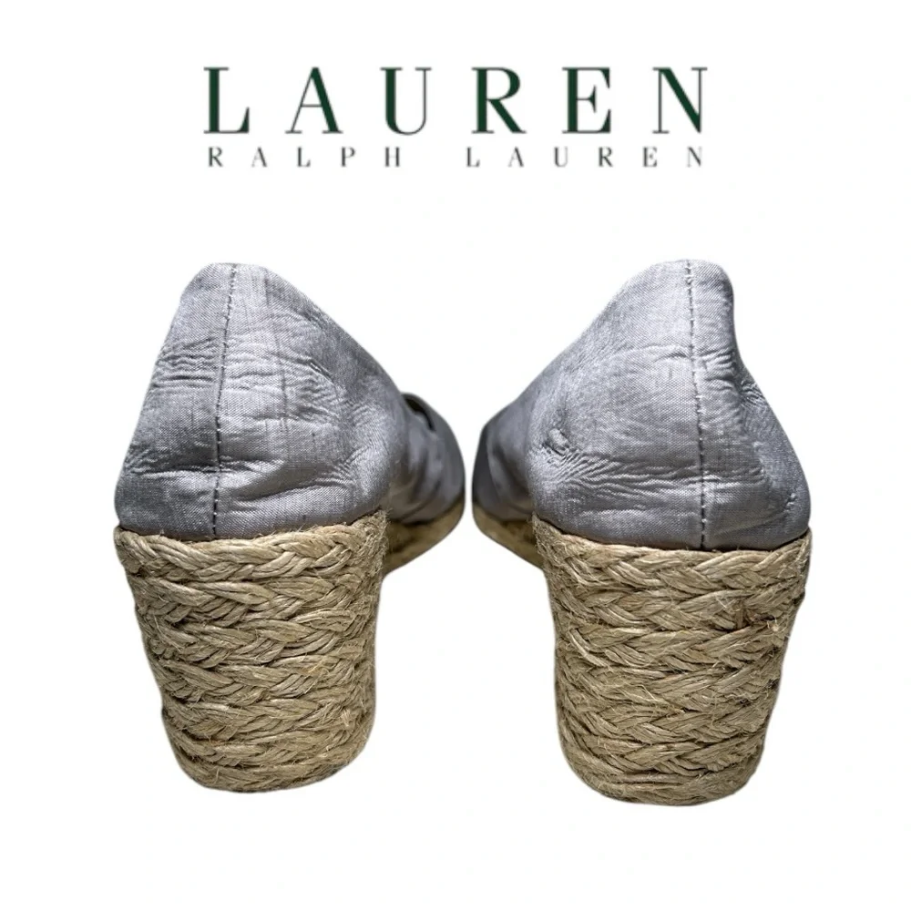 Lauren Ralph Lauren‎ Silver Cecilia Wedge Espadrilles - Size 9B